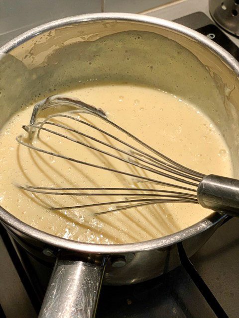 pot with homemade vanilla sauce