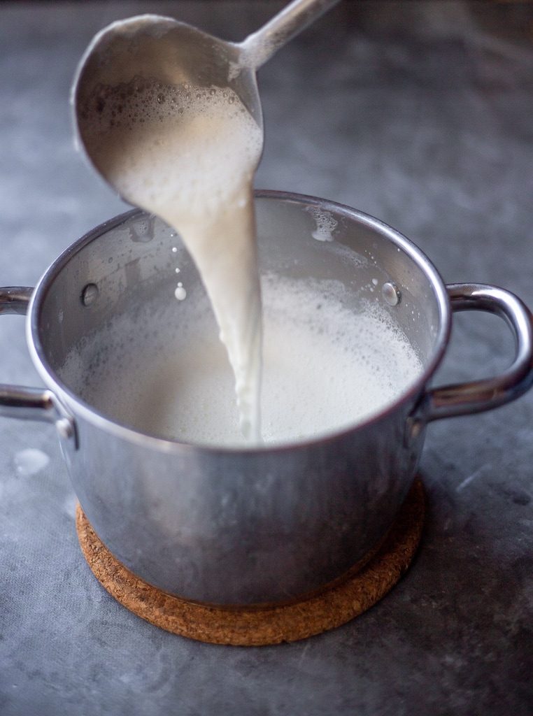Pot of hot milk