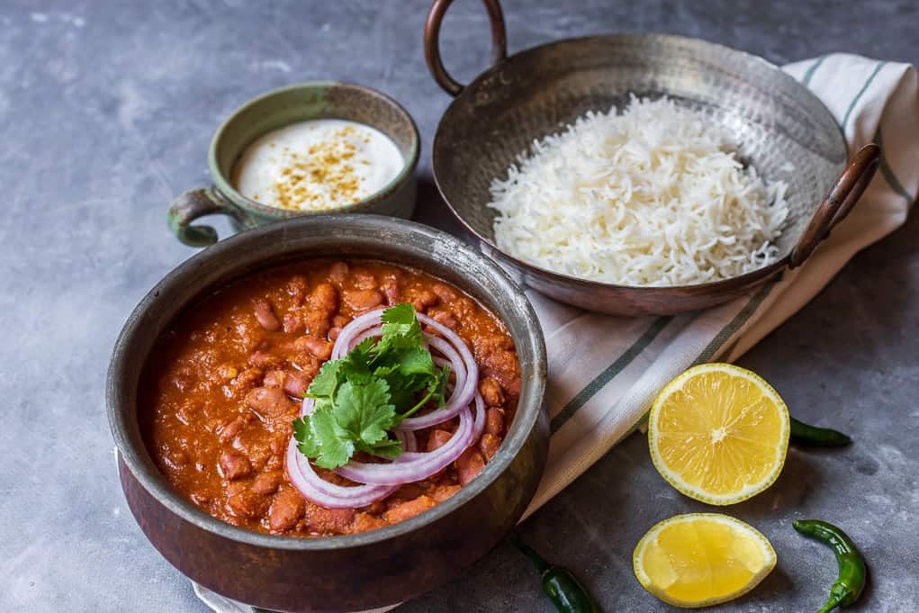 rajma (red kidney bean curry)with rice and yoghurt