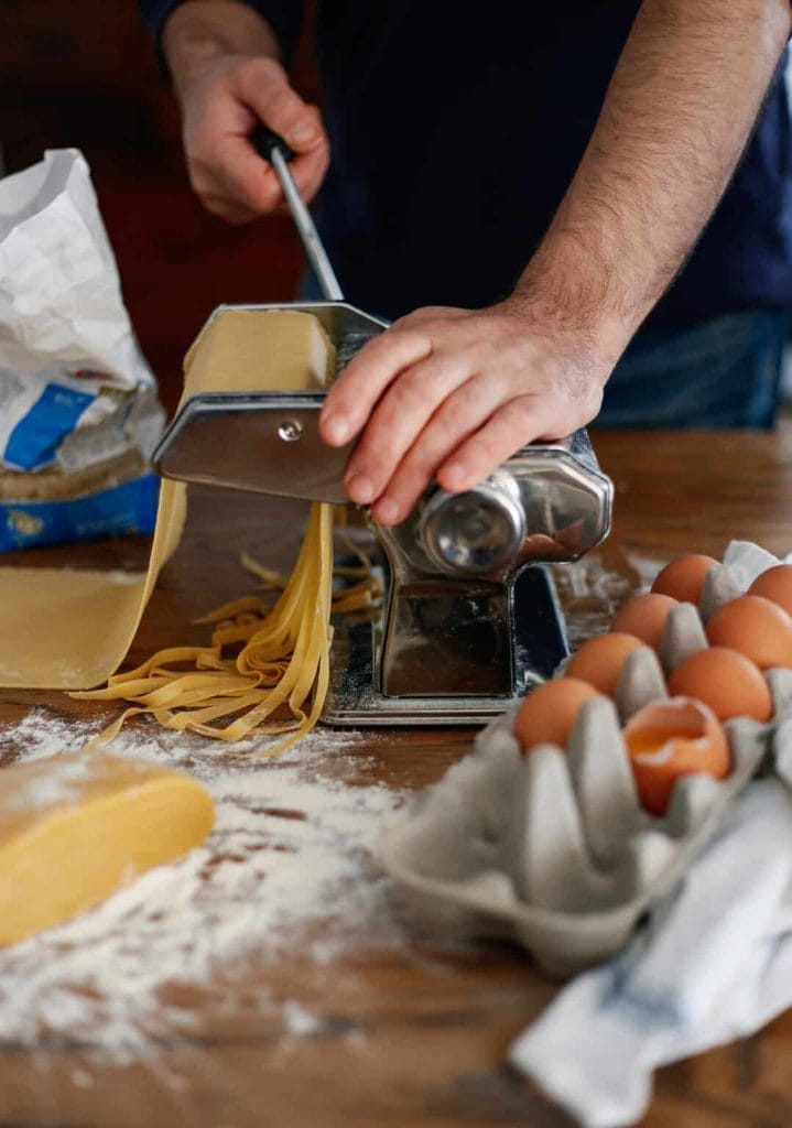 rolling out pasta dough