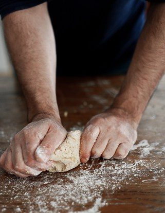 kneading pasta dough