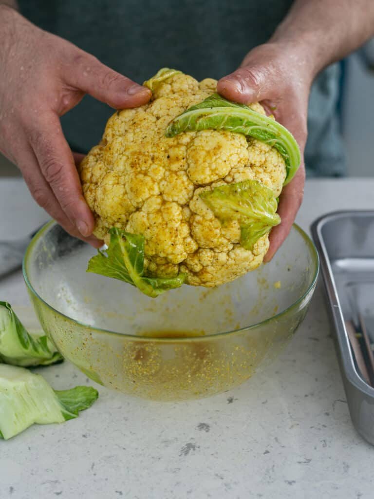 marinating a whole cauliflower