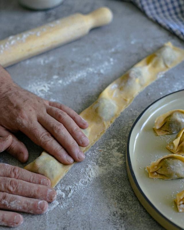 Sweet Potato & Fermented Garlic Agnolotti with Walnut Butter Sauce