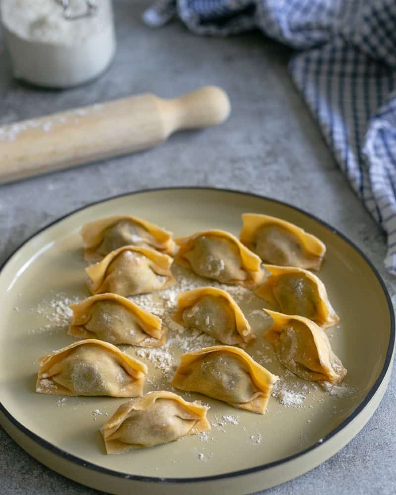 plate with homemade agnolotti