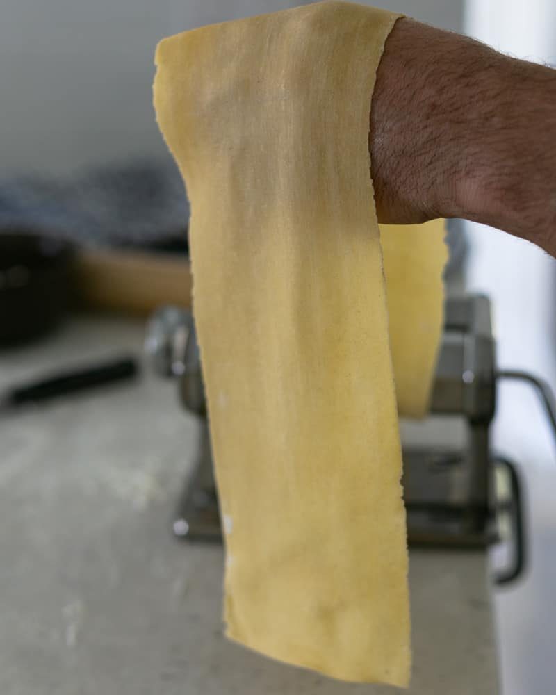 rolling out pasta dough