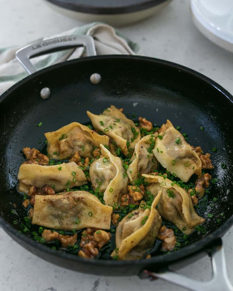 Sweet Potato & Fermented Garlic Agnolotti with Walnut Butter Sauce