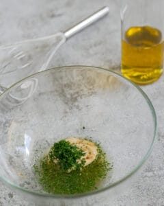 Mustard and Dill ingredients in glass bowl