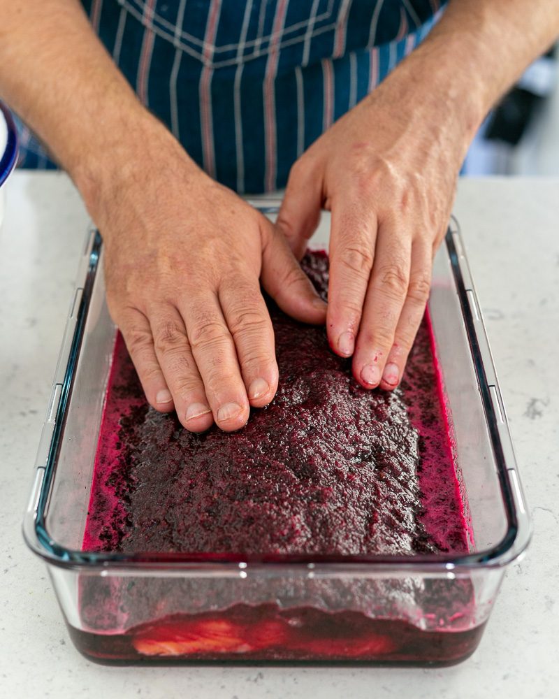 Salmon covered with curing mix