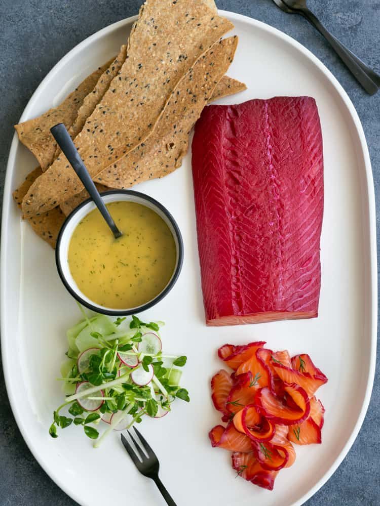 Beet Cured Salmon Gravlax With Mustard Dill Sauce Between2kitchens