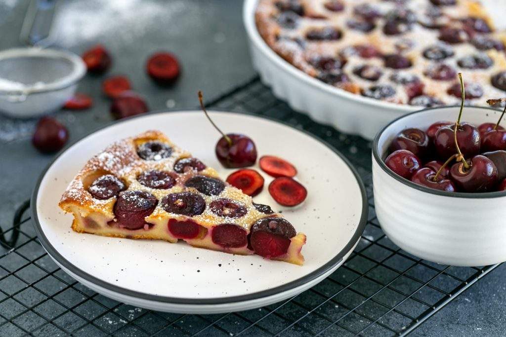 Cherry clafoutis slice