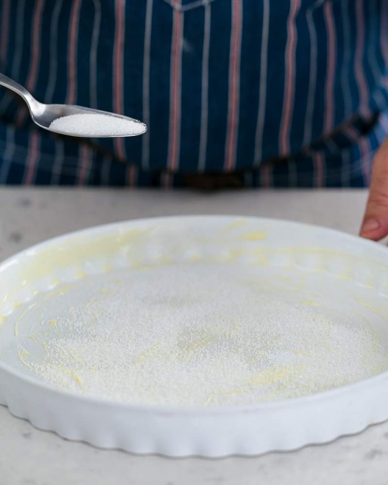 Greasing the baking dish