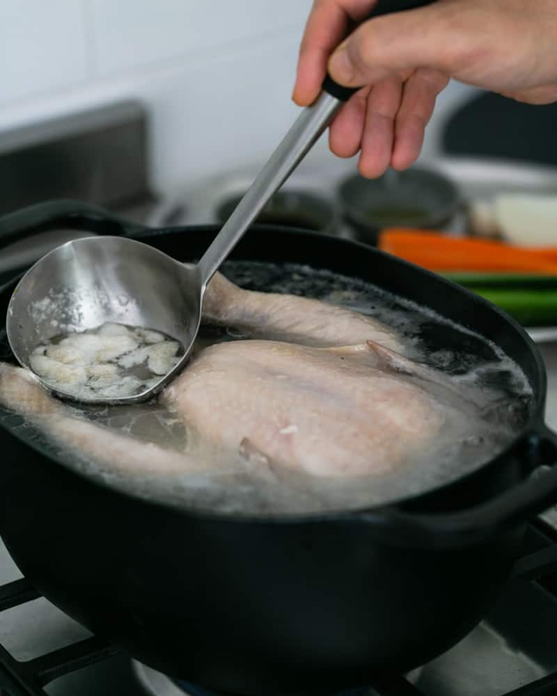 Chicken broth in the making