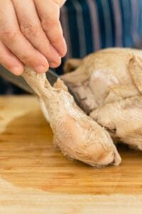 Cooked chicken cut into smaller pieces