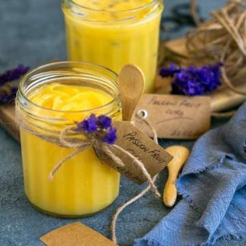 Passion fruit and lemon Curd Rustic Gift Jar