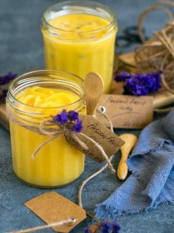 Passion fruit and lemon Curd Rustic Gift Jar