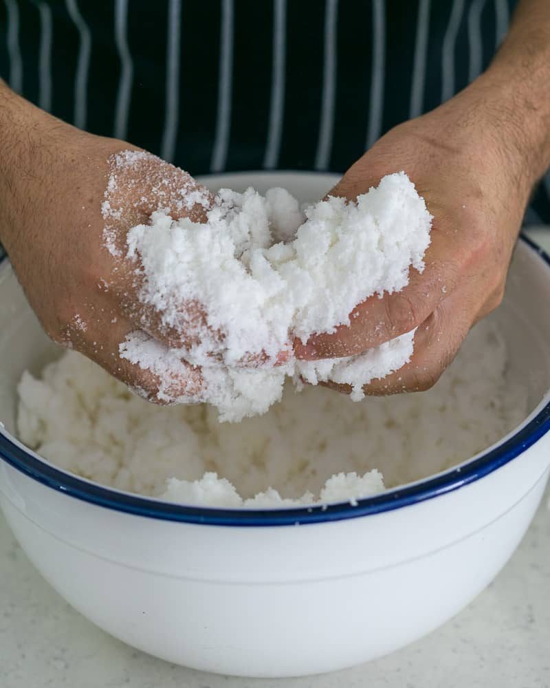 Consistency of Salt Egg Mix for Whole Baked Barramundi 