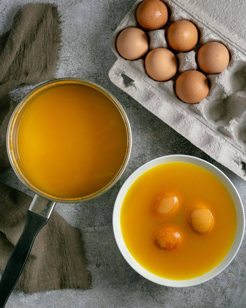 Easter eggs dyed with turmeric powder