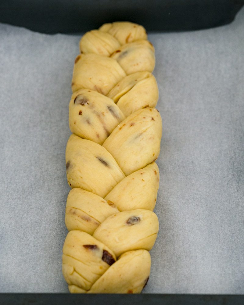 Easter zopf dough on baking tray