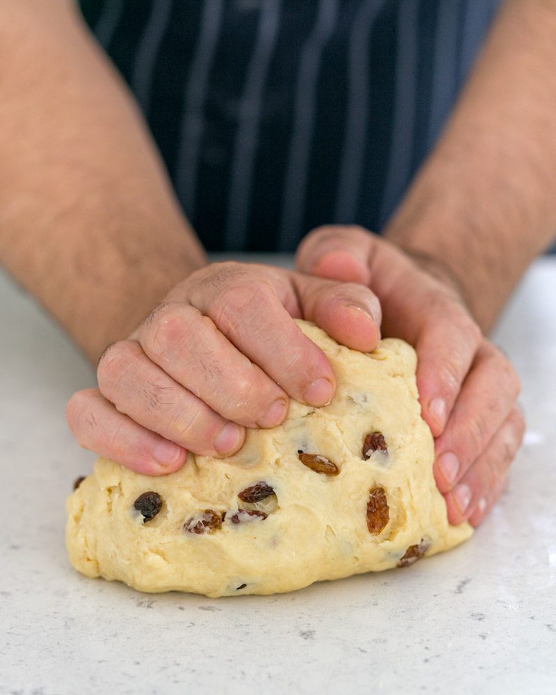 Kneading zopf dough