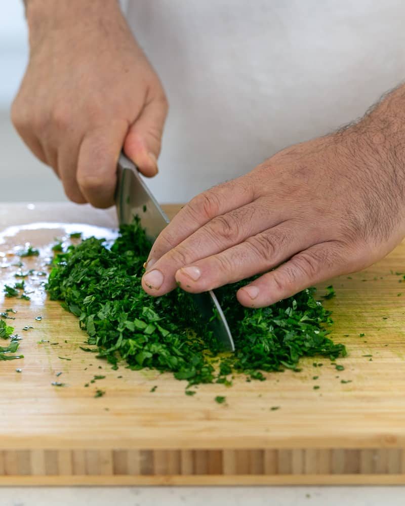 Chopping parsley
