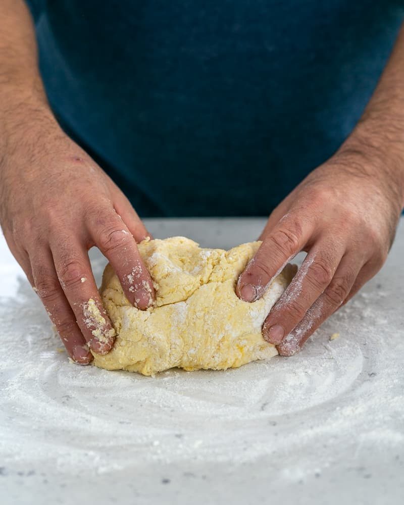 Kneading the gnocchi dough