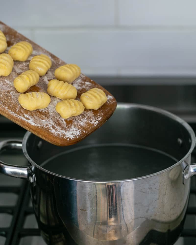 Ricotta gnocchi's cooked in boiling water