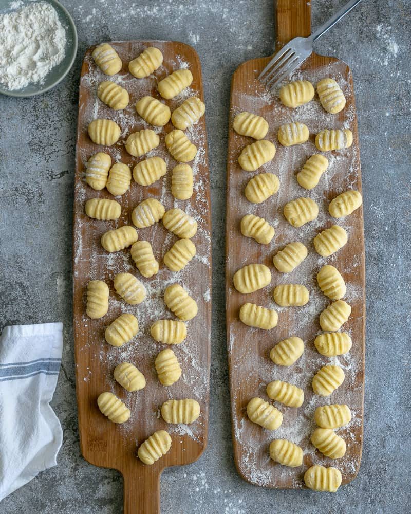 Ricotta gnocchi ready to be cooked in boiling water