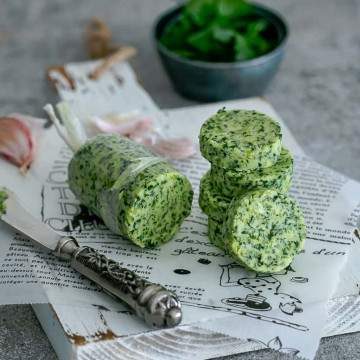 Stacked rounds of Garlic Parsley Butter