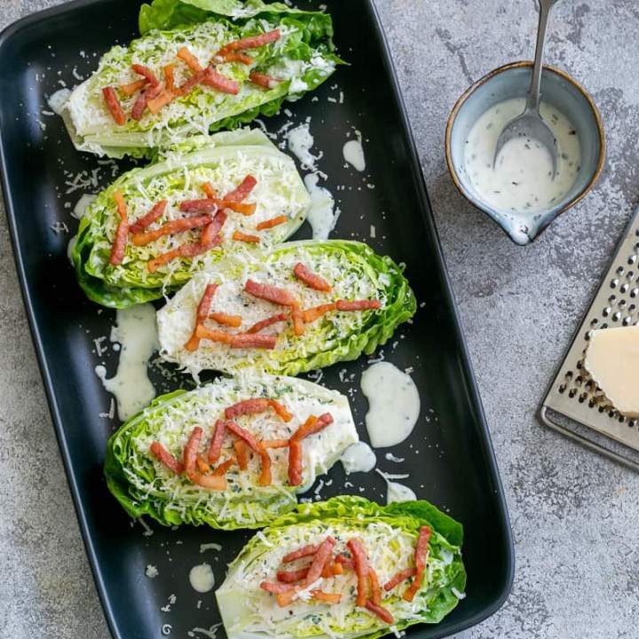 Cos heart salad with buttermilk dressing and lardons - between2kitchens