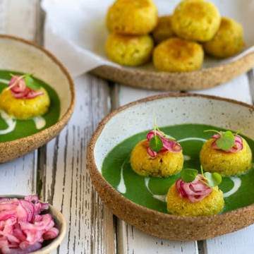 Paneer and Potato Dumplings with Spinach Sauce