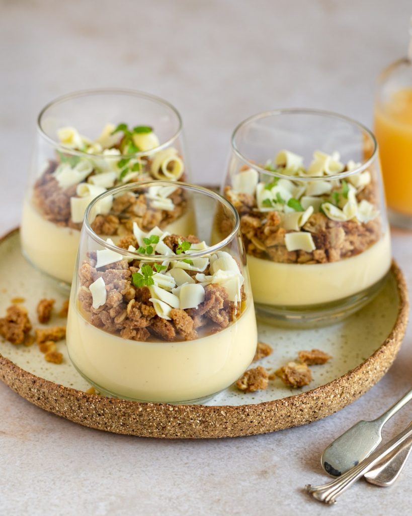 Lemon Yuzu Posset with White Chocolate Crumble