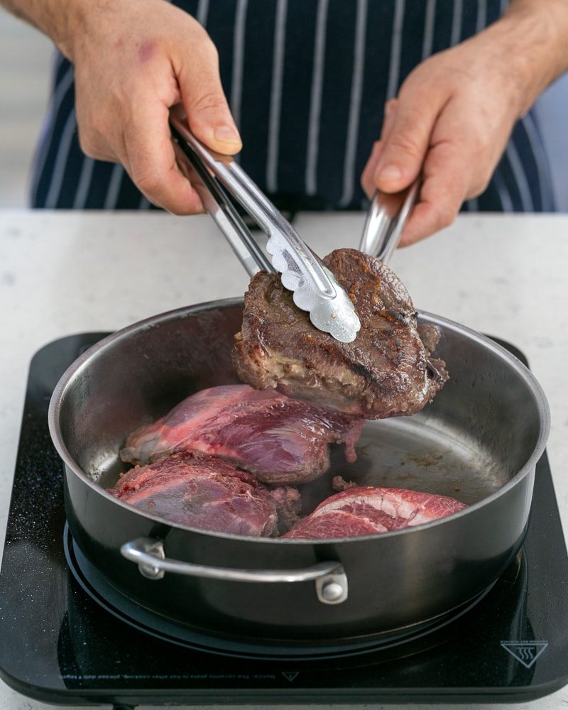 Caramelization after searing beef cheeks