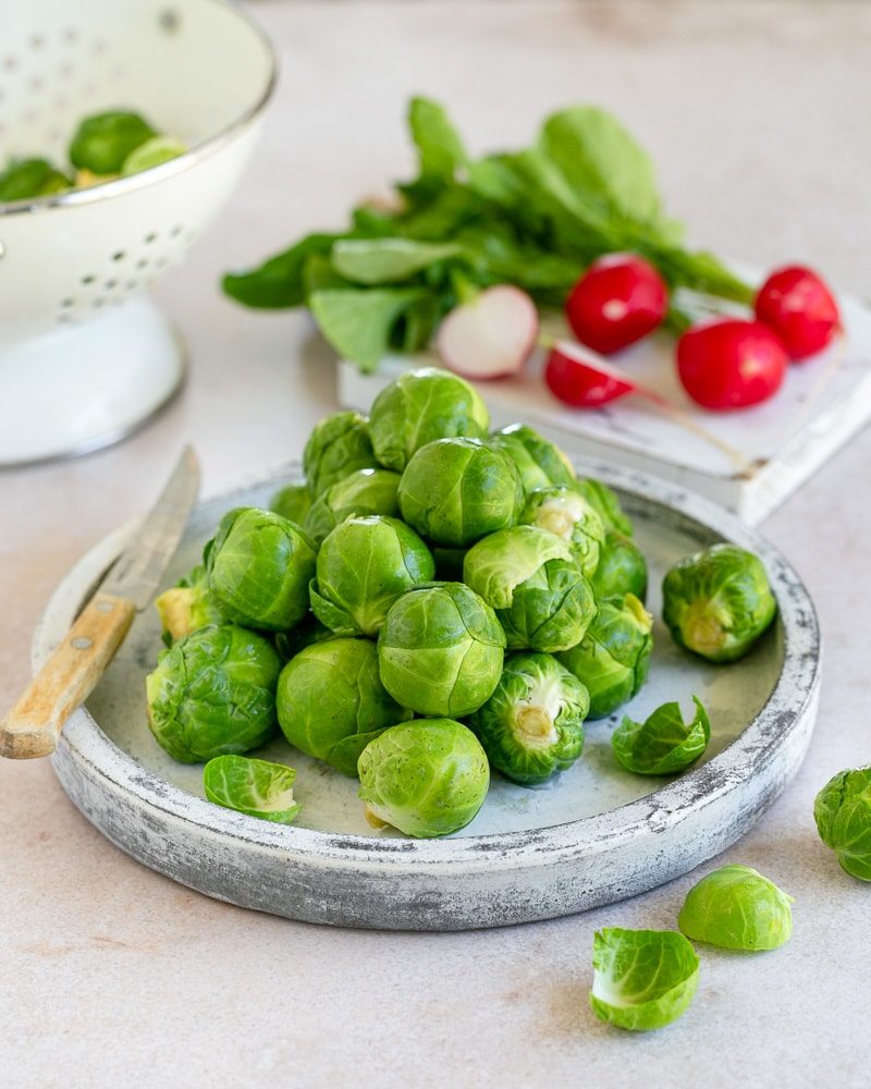 Ingredients for making Brussels Sprout slaw with raisins