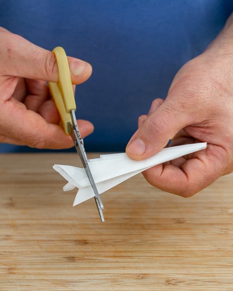 Steps to make cartouche for poaching pears