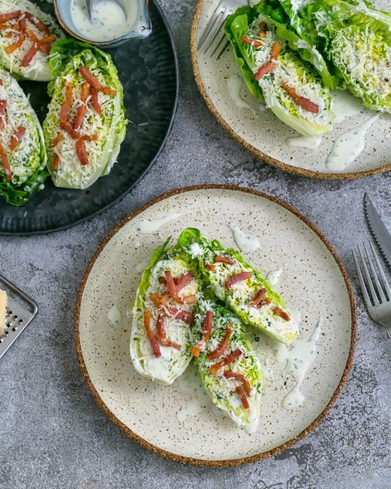 Cos heart salad with buttermilk dressing and lardons - between2kitchens