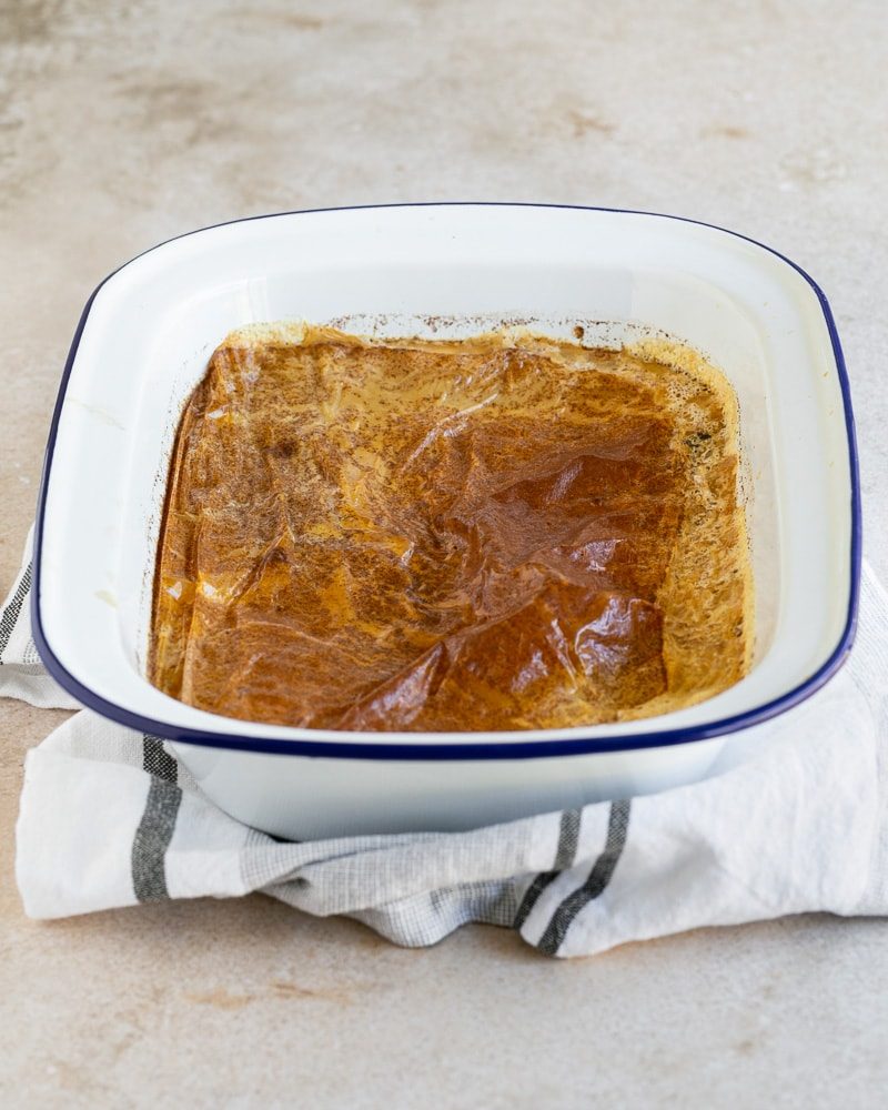 French Baked Rice Pudding out of the oven