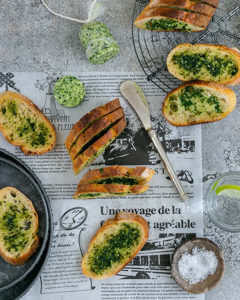 Garlic bread made using garlic Herb butter