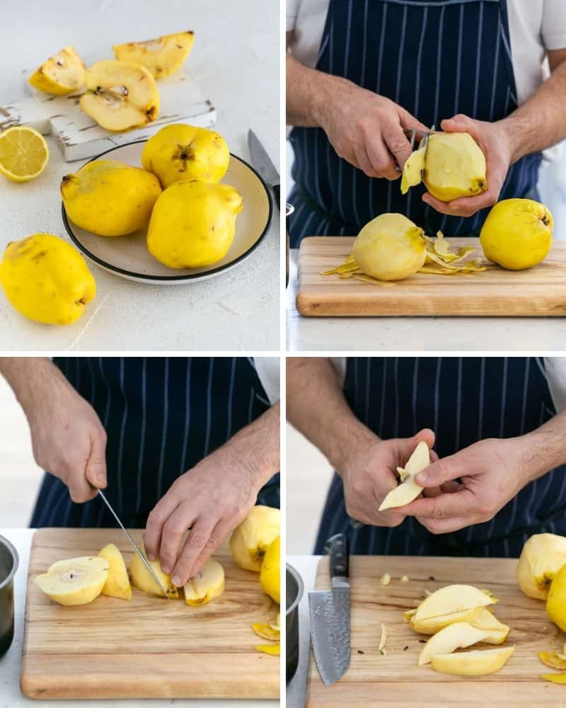 How to peel and cut quince for Quince Tart with Meringue