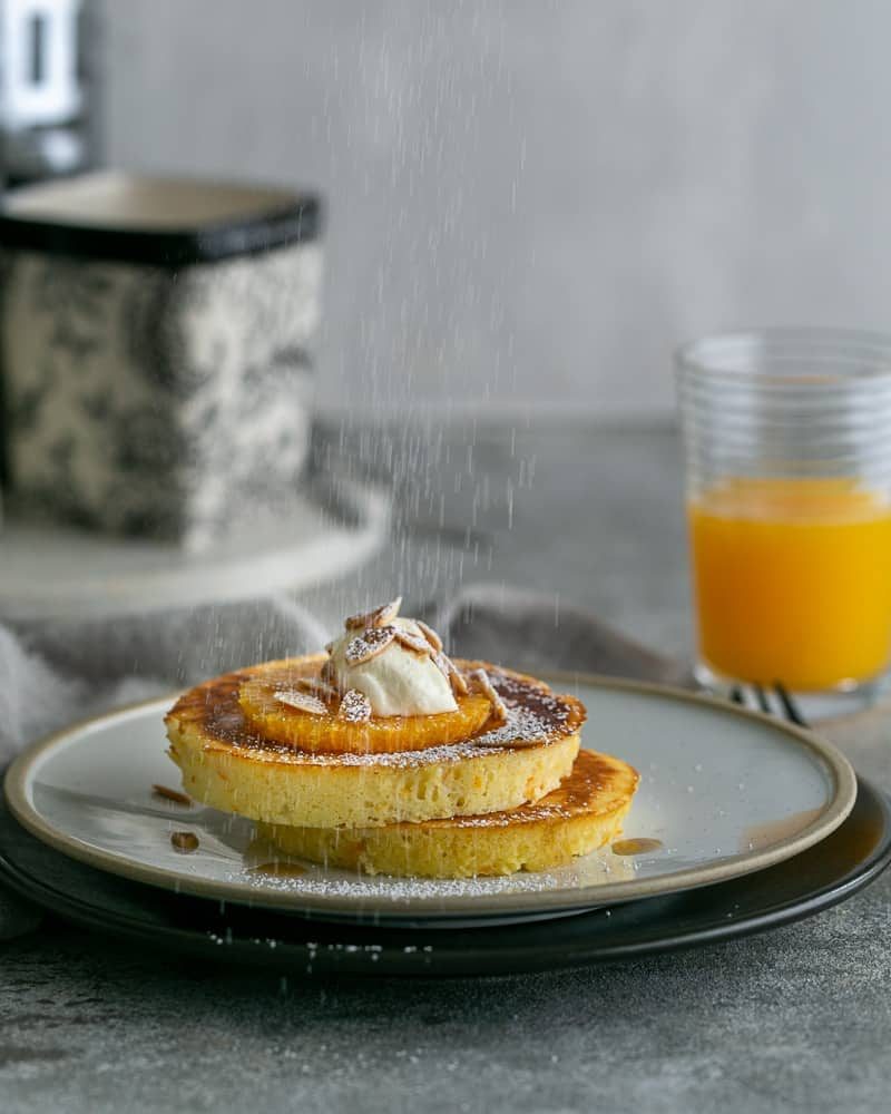 Souffle-Style Pancakes made with a ring mould in a hot pan