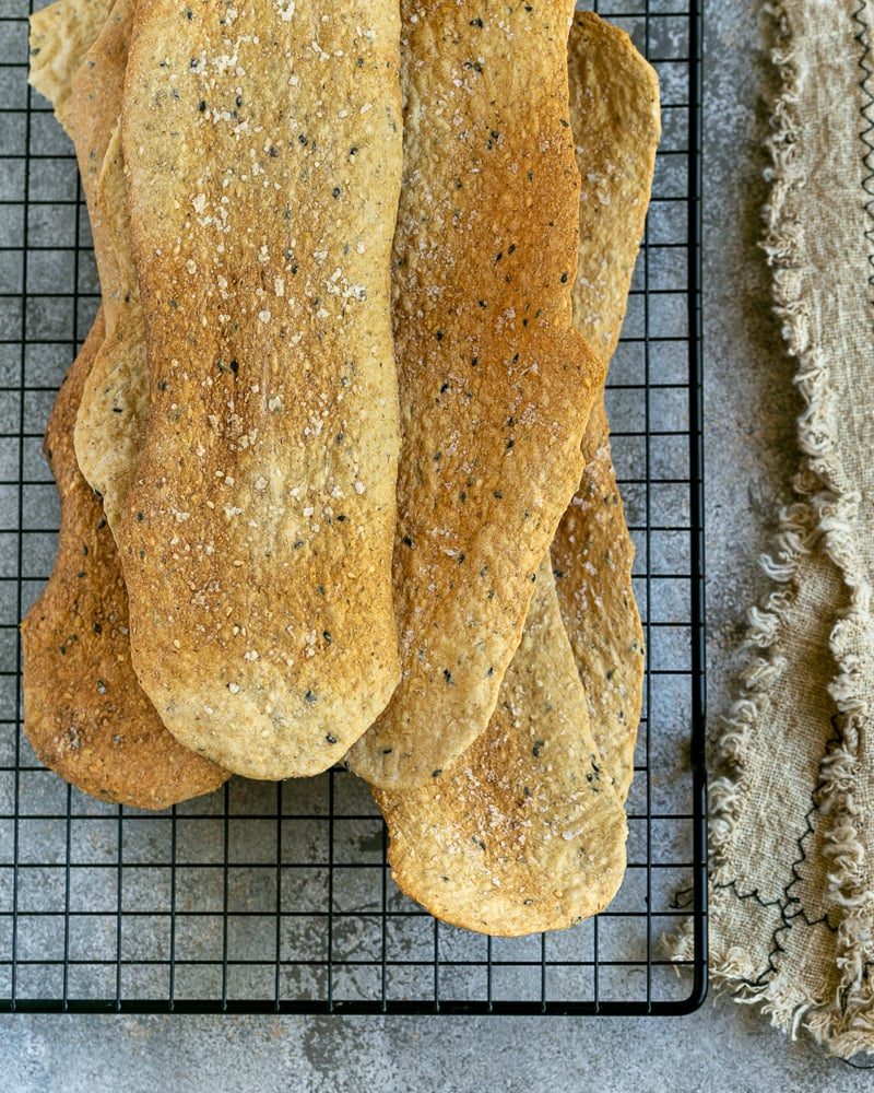 Freshly baked Spiced Lavosh crackers 