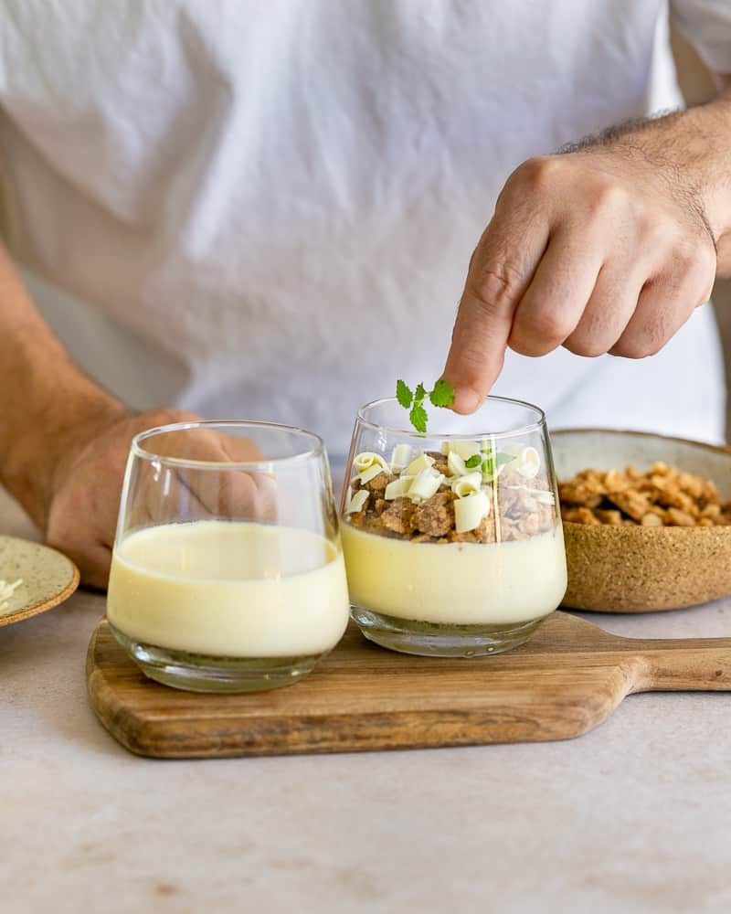 Optional garnish with a fresh herb like lemon balm leaves