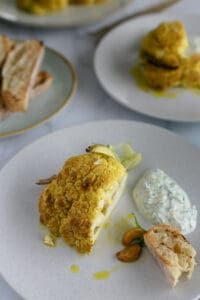 whole roasted cauliflower with herbed yoghurt