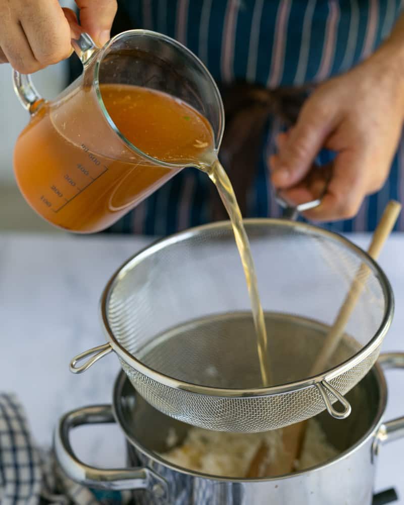 Beautiful Chicken Broth being used to Ginger Rice