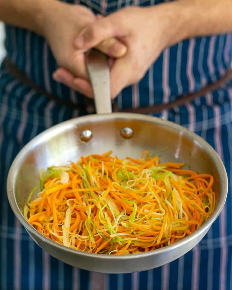 Pan tossed julienned vegetables