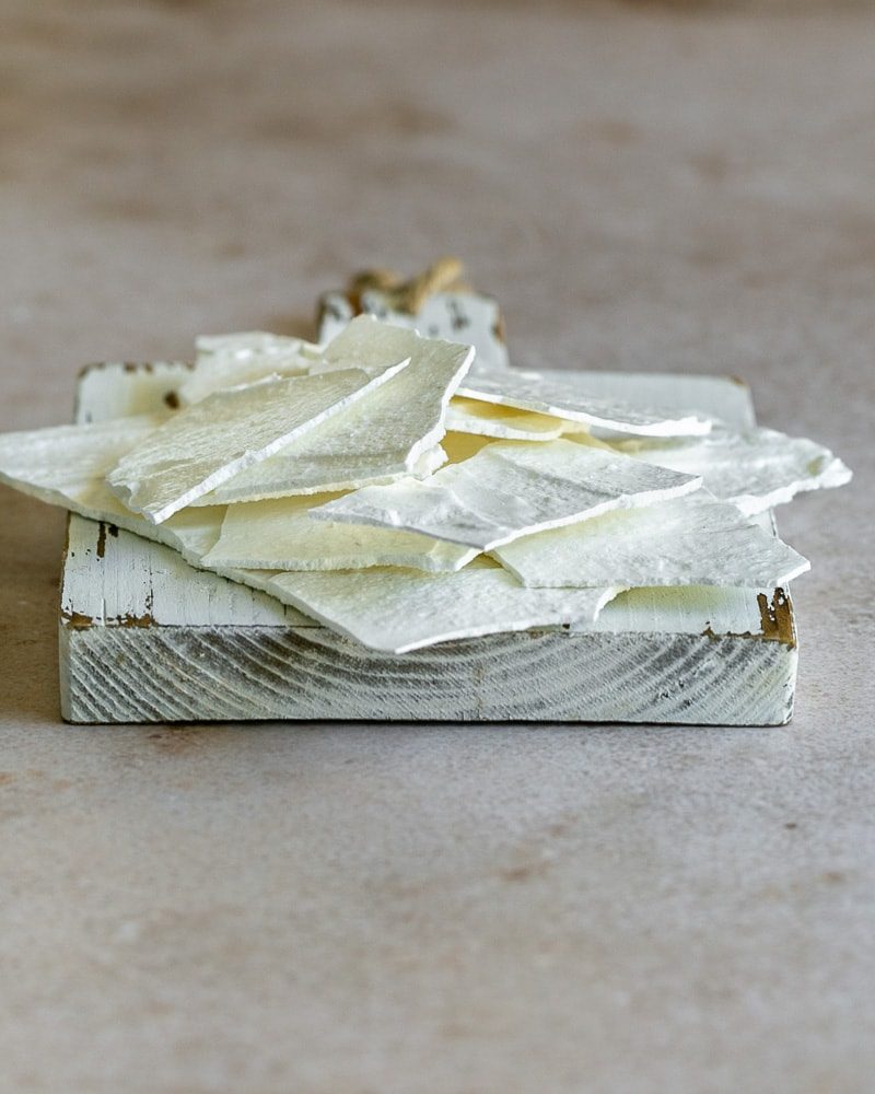 Meringue Shards on a white wooden board