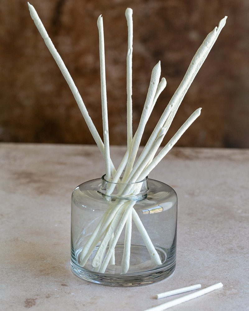 Meringue sticks in a glass vase