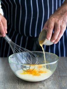 Fresh orange juice added to souffle-style Pancake batter