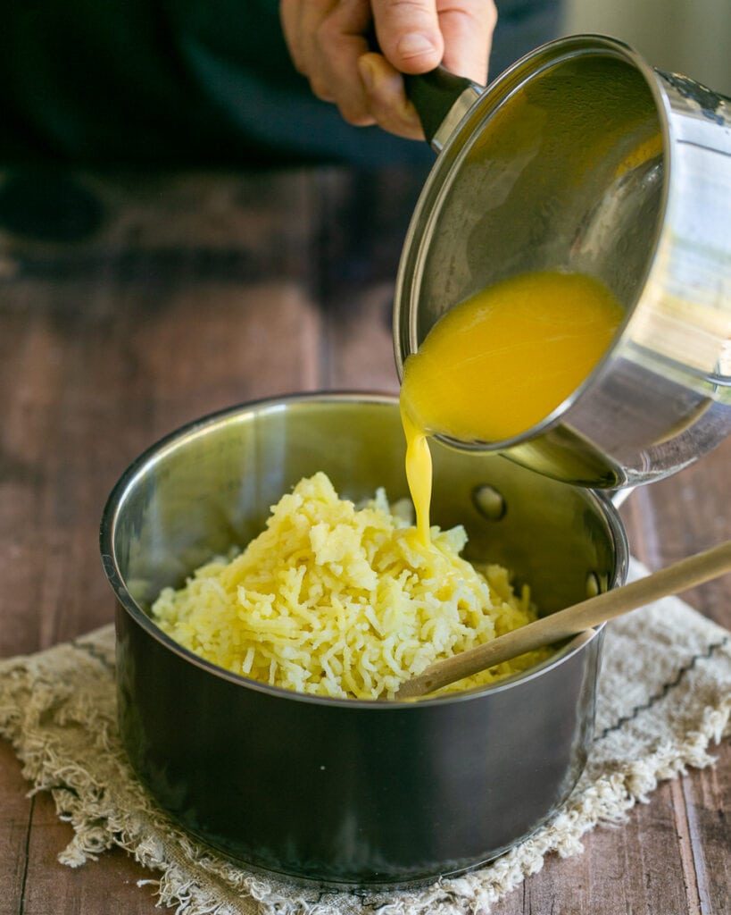 Adding butter and Milk to mashed potatoes