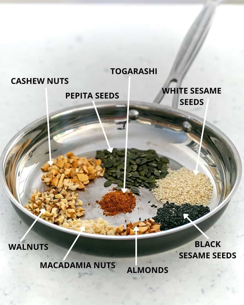 Ingredients for making Nori Nut Dukkah