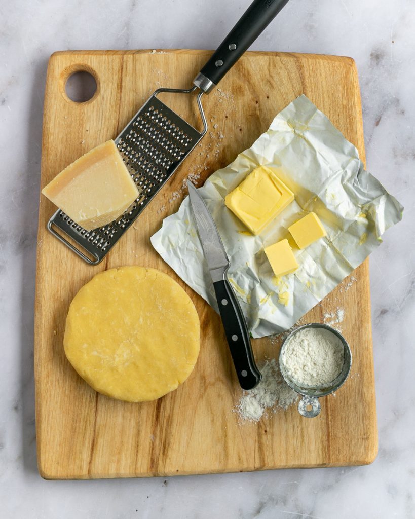 ingredients for asparagus and parmesan crostata